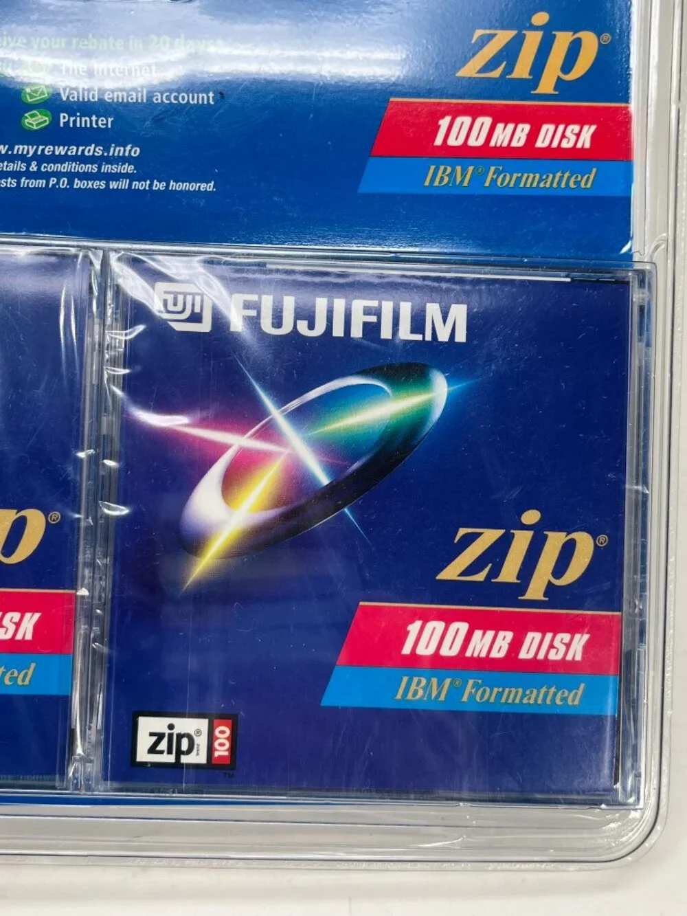 NOS 2-Pack FujiFilm 100mb Zip Drive Disk IBM Formatted Factory Sealed Fuji Film